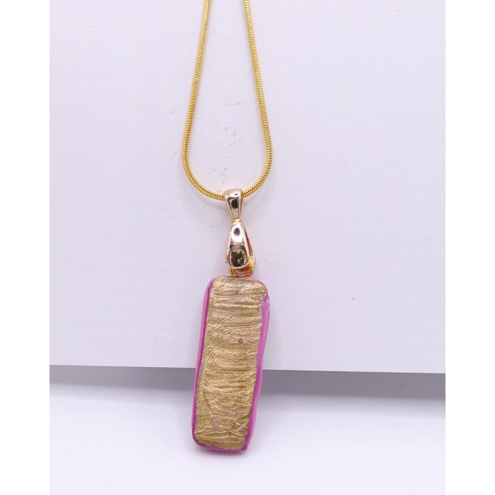 Polymer Clay Teal Pendant Necklace Gold Chain Cottagecore Boho Charm Floral - Picture 3 of 6